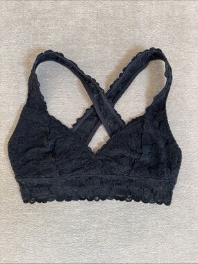 aerie Black Lace Bralette with Cross-Back Straps